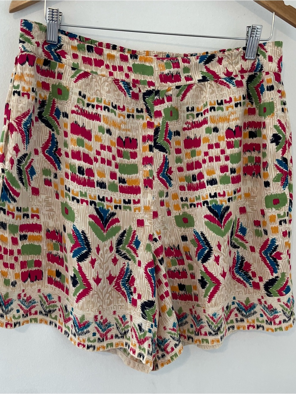 Fat Face Cream Shorts with Pink, Green, Blue & Yellow Pattern